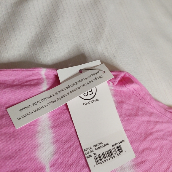 NWT Sage Collective Pink White Tie Dye Hipster Tank Top Size XL - Picture 4 of 6